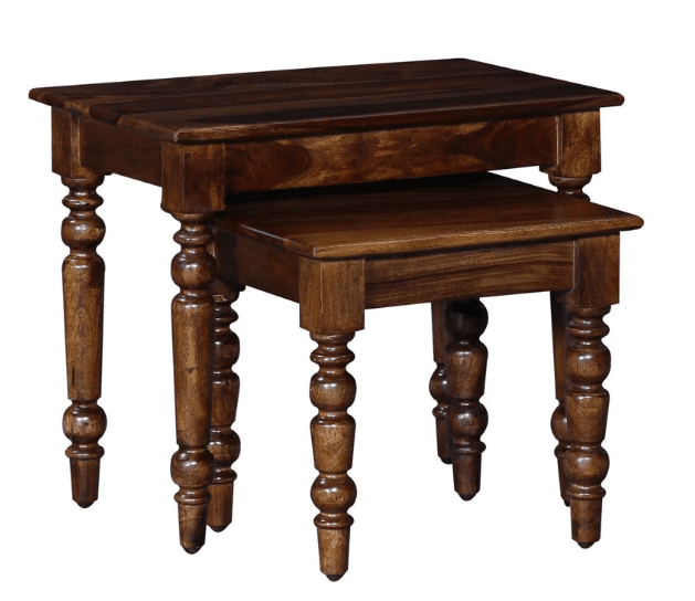 Solid Sheesham Wood nest table set of 2 - Ouch Cart 