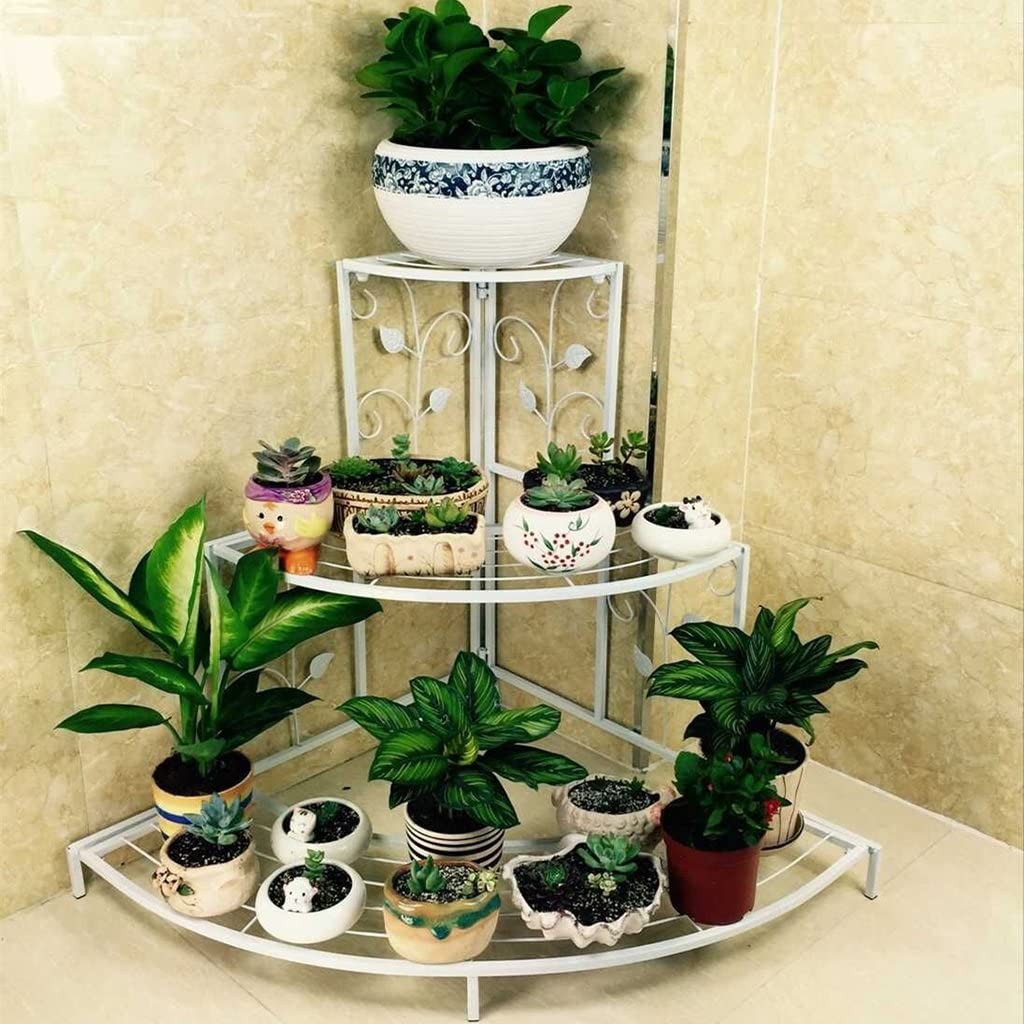 Plant Stand Online - Buy 3 Tier Plant Stand Floral Corner Shelf Metal Flower Pot Online in India