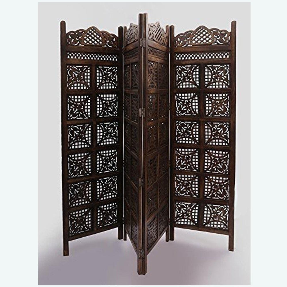 Wood Room Divider Partition for Living Room 4 Panels - Room Separators Screen Panel for Home & Kitchen to be Placed in Zig-Zag