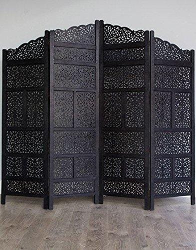 Wooden Partitions - Wood Room Divider Partition for Living Room 4 Panels - Room Separators Screen Panel for Home & Kitchen & Office