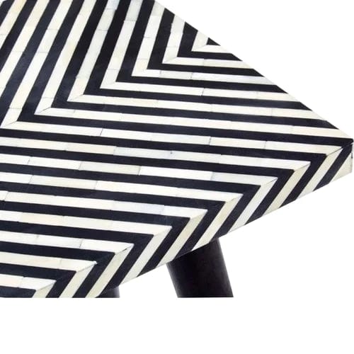 Rectangular Black and White Geometrical Pattern Resin Inlay Console Table