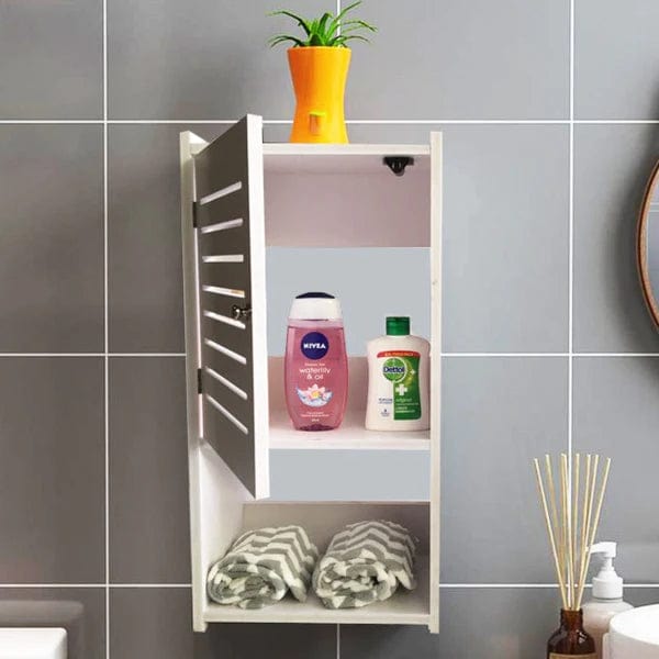 Small & Classy Modern White PVC Wall Mounted Cabinet For Bathroom Esse