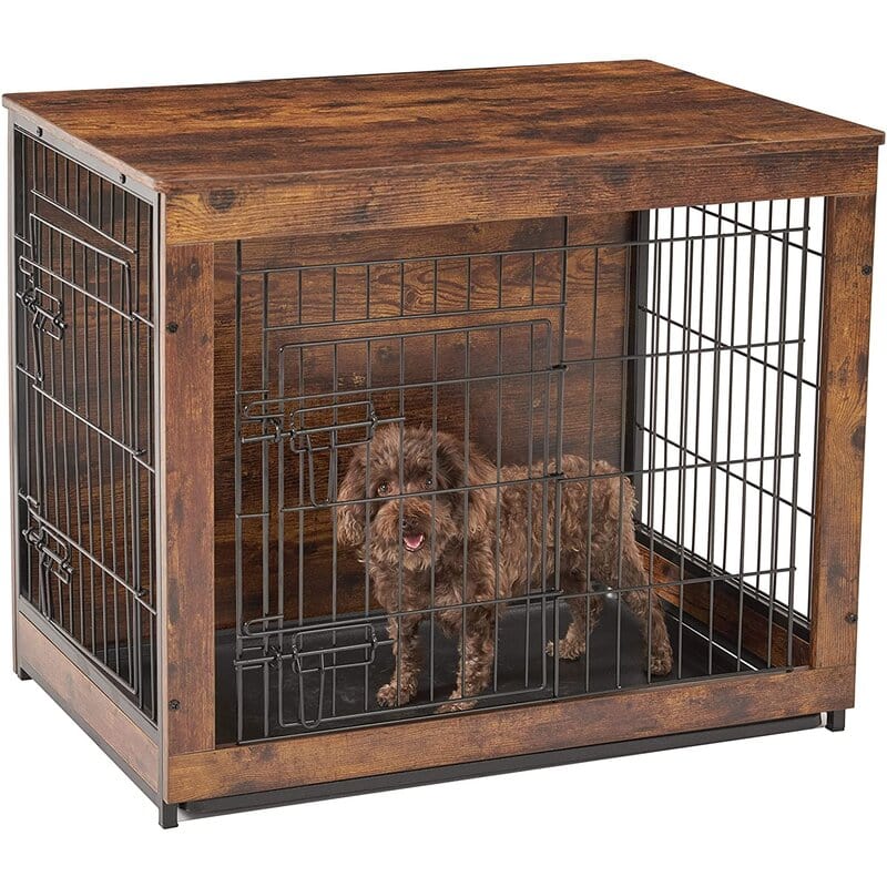 Doors Wooden Dog Crate With Tray