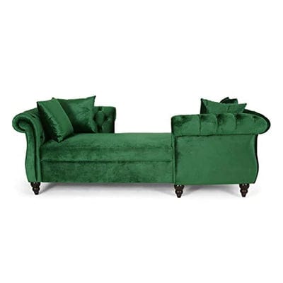 Christopher Knight Home Houck Chaise Lounge, Emerald + Dark Brown