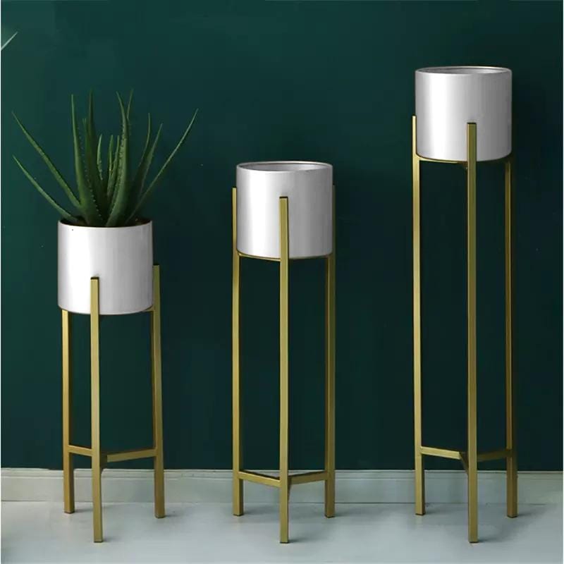 Plant Stand, 3 pcs Modern Planters for Indoor Plants, Metal Floor Planter Set with Foldable Stand(Pack of 3) - Buy Plant Stand Online