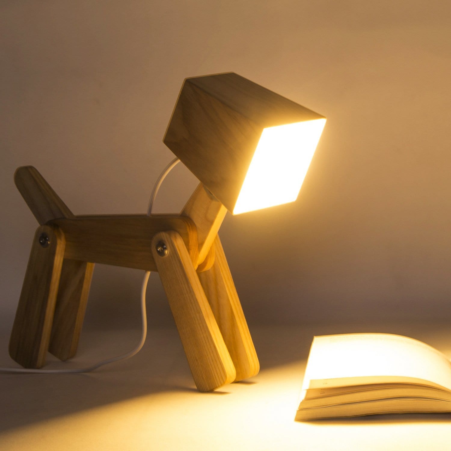 Wooden Dog-Shaped Study lamp