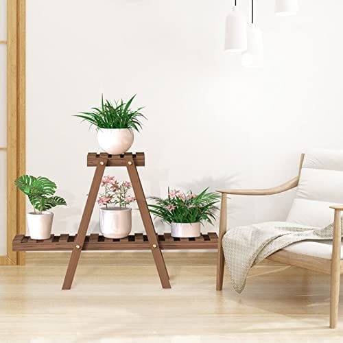 Wooden Plant Stand for Balcony Living Room Indoor Outdoor (3 Tier)