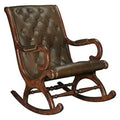 Wooden Classic and Antique Leather Rocking Chair/Easy Aaram Chair for Back Pain/Relaxing Chair