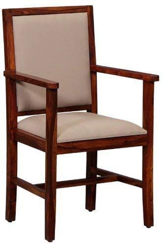 handicrafts pure sheesham wood standard arm cushioned comfort back rest seating chair set of 2 pcs