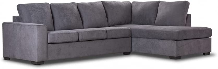Christo Corner L Shaped 3-Seat Sofa with RHF Chaise Lounge Couch Upholstered Cover -Dark Grey