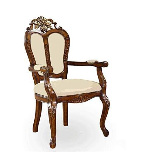 Handicrafts Wooden Hand Carved Royal Look Chair with Armrest (Brown)