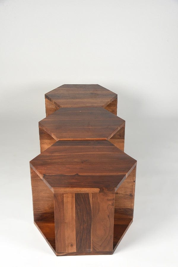 Sheesham Wood Arshia Set Of 3 Hexagonal Tables