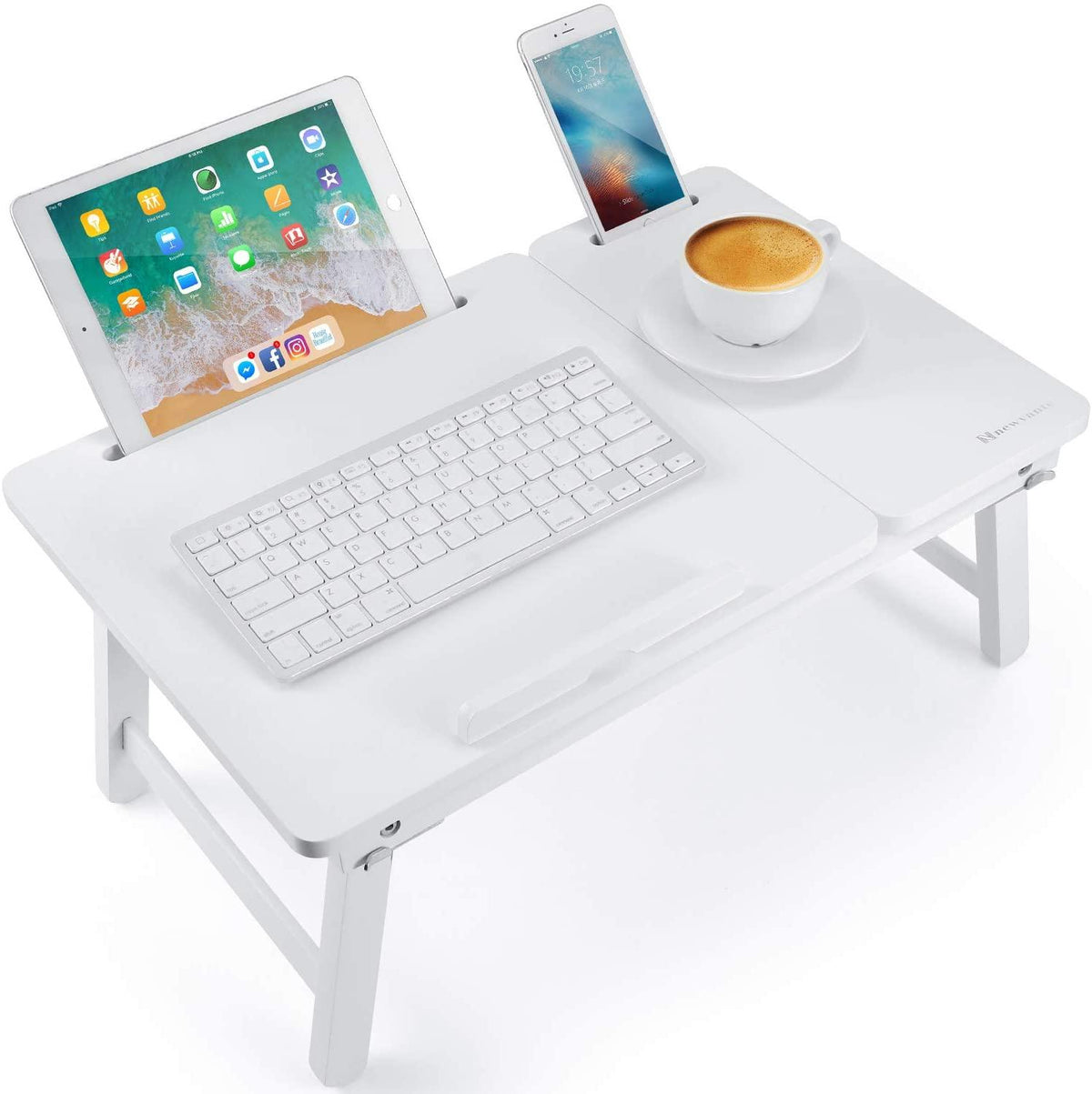 Foldable Laptop Desk Tray, Wooden Breakfast Serving Tray/Study Table w