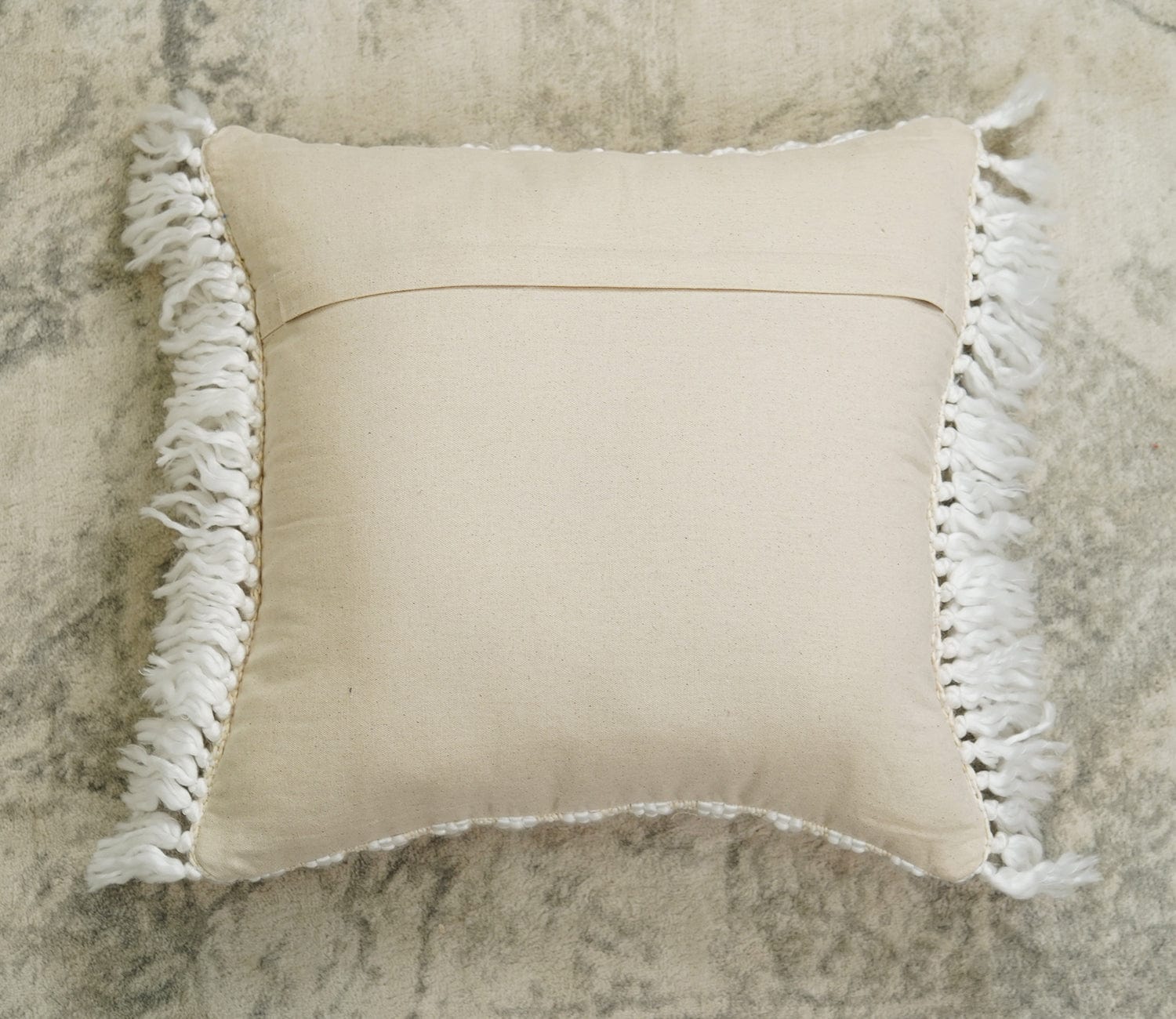 Ivory and White Hand Woven Cotton Cushion Covers Set of 2 (20 x 20 inch)