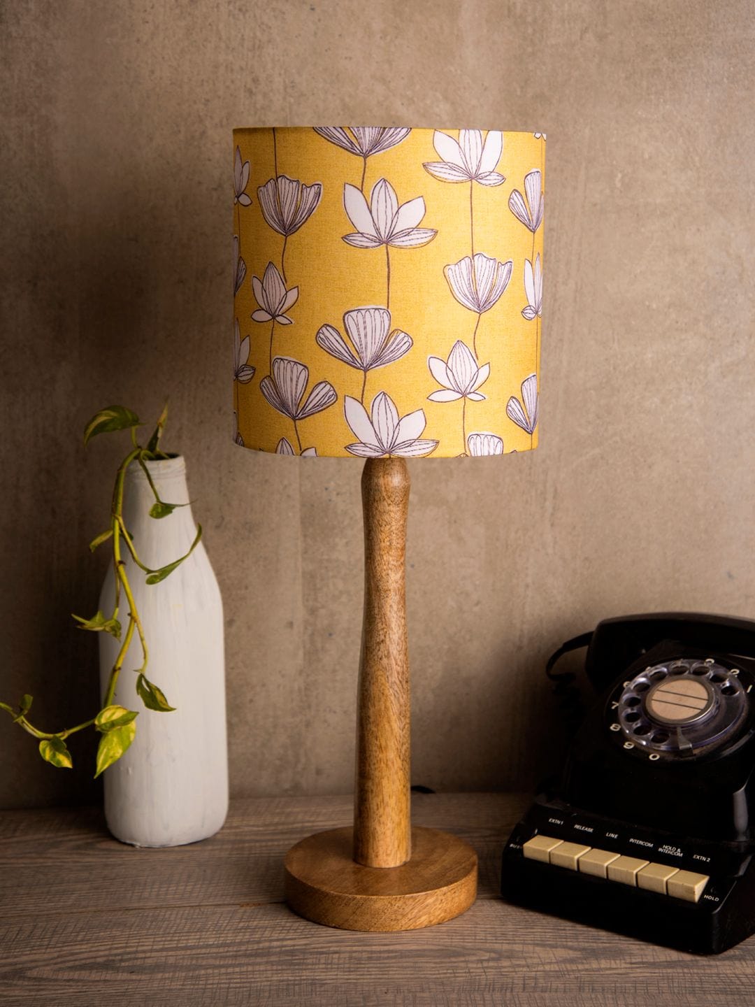 Mustard Flora Wooden Lamp