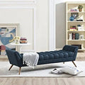 Century Modern Bench Large Upholstered Fabric in Azure