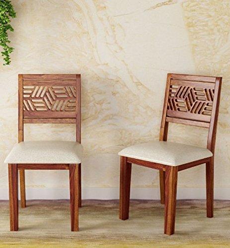 Pure Sheesham Wood Comfort Seating Cushioned Dining Chair in Provincial Teak Finishing