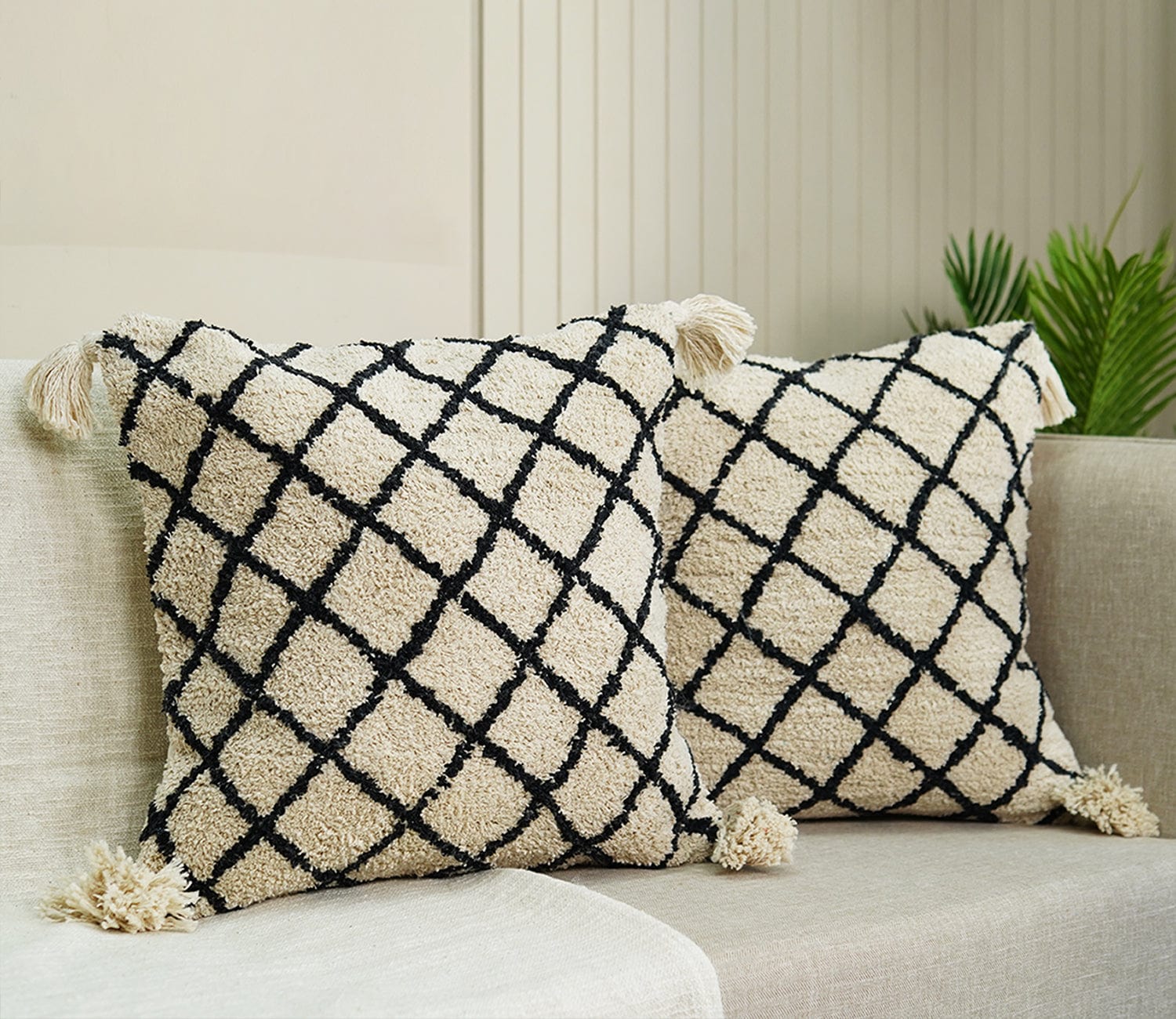 Hand Woven Ivory Cotton Cushion Covers - Set of 2 (18 x 18 inch)