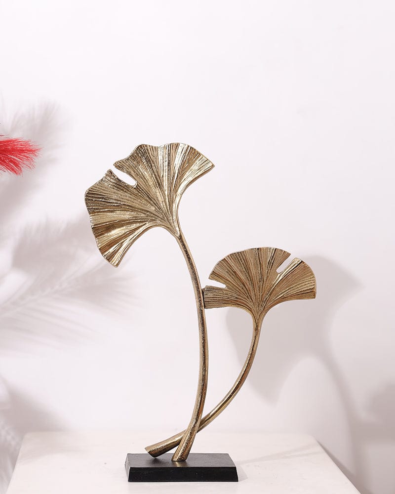 Metal Decorative Leaf Table Top Showpiece For Home Decoration - Gold