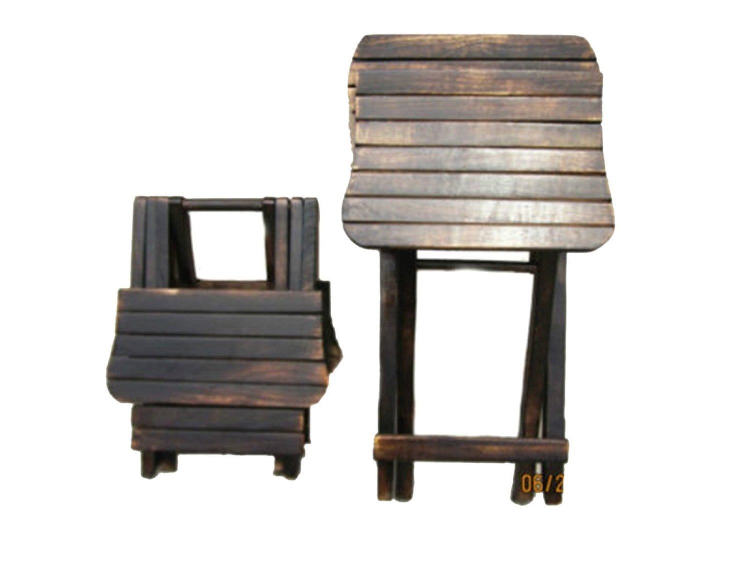 Antique Child's Wooden Folding Table & Chair Set