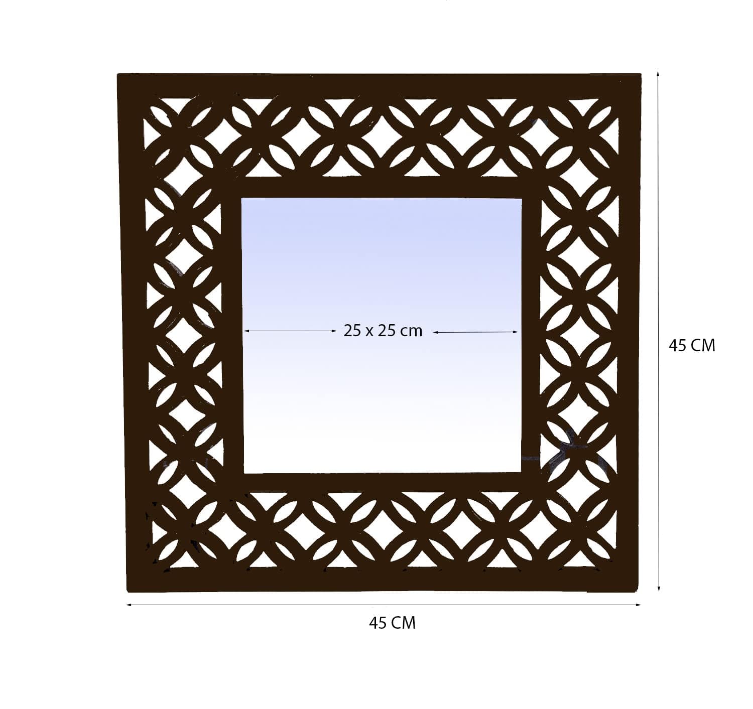 Decorative & Hand Crafted Wooden Wall Mirror in Walnut Finish ( 45 x 45 cm)