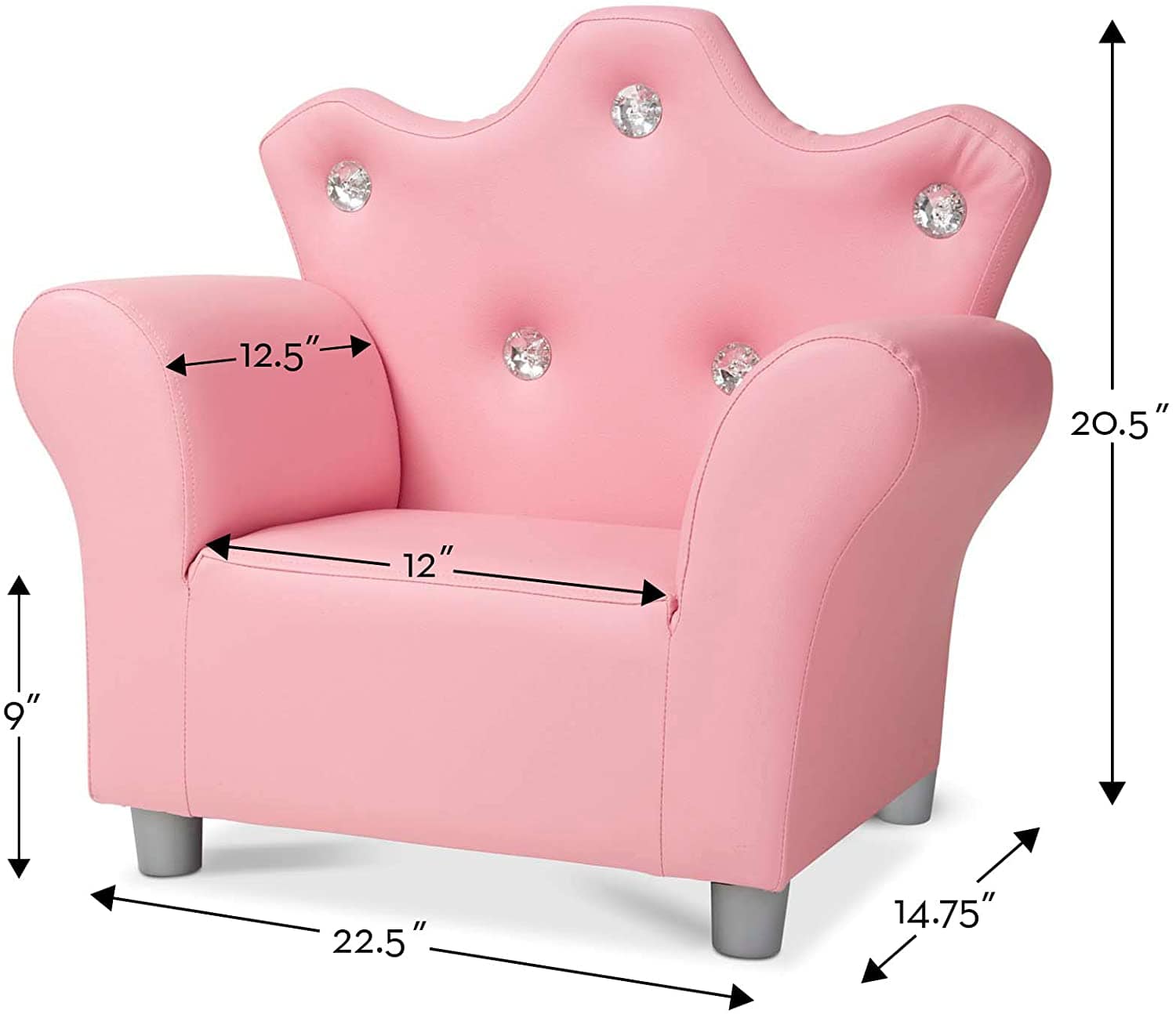 Pink Faux Leather Child’s Crown-Back Armchair (Kid’s Furniture)