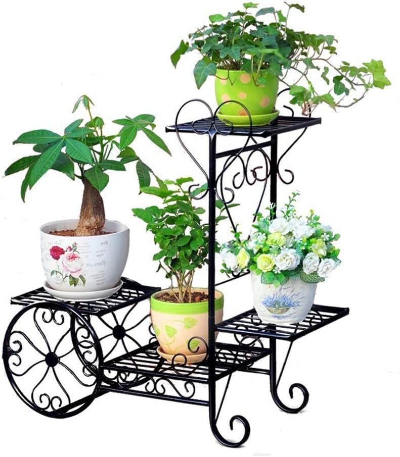 Plant Stand Flower Trolley Rack Display Metal Indoor Flower Pot Shelf Garden Flower Pot Holder Flower Shelf