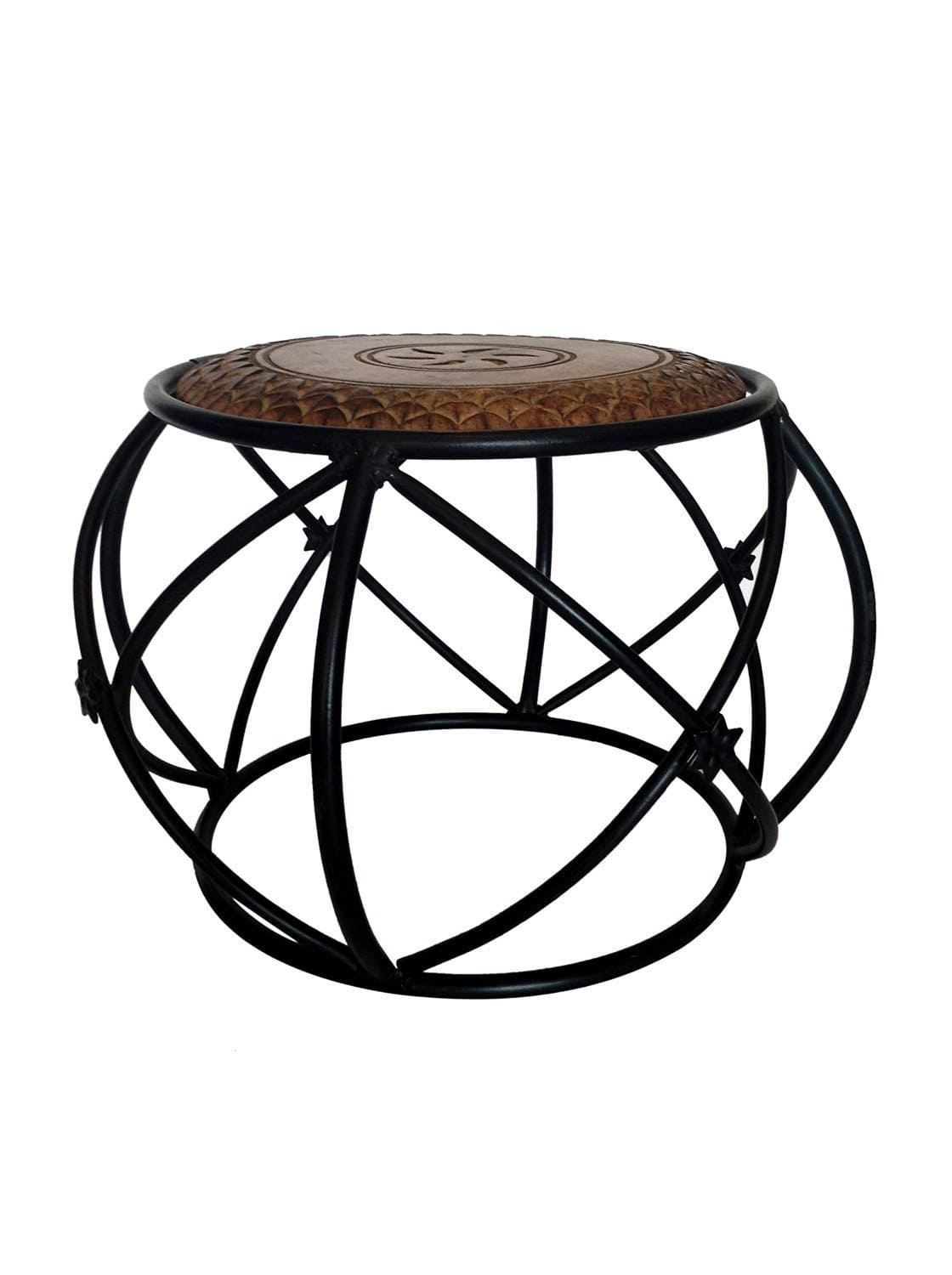 Wooden & Iron Stool/Table Home Decor Size(LxBxH-13x13x12) Inch