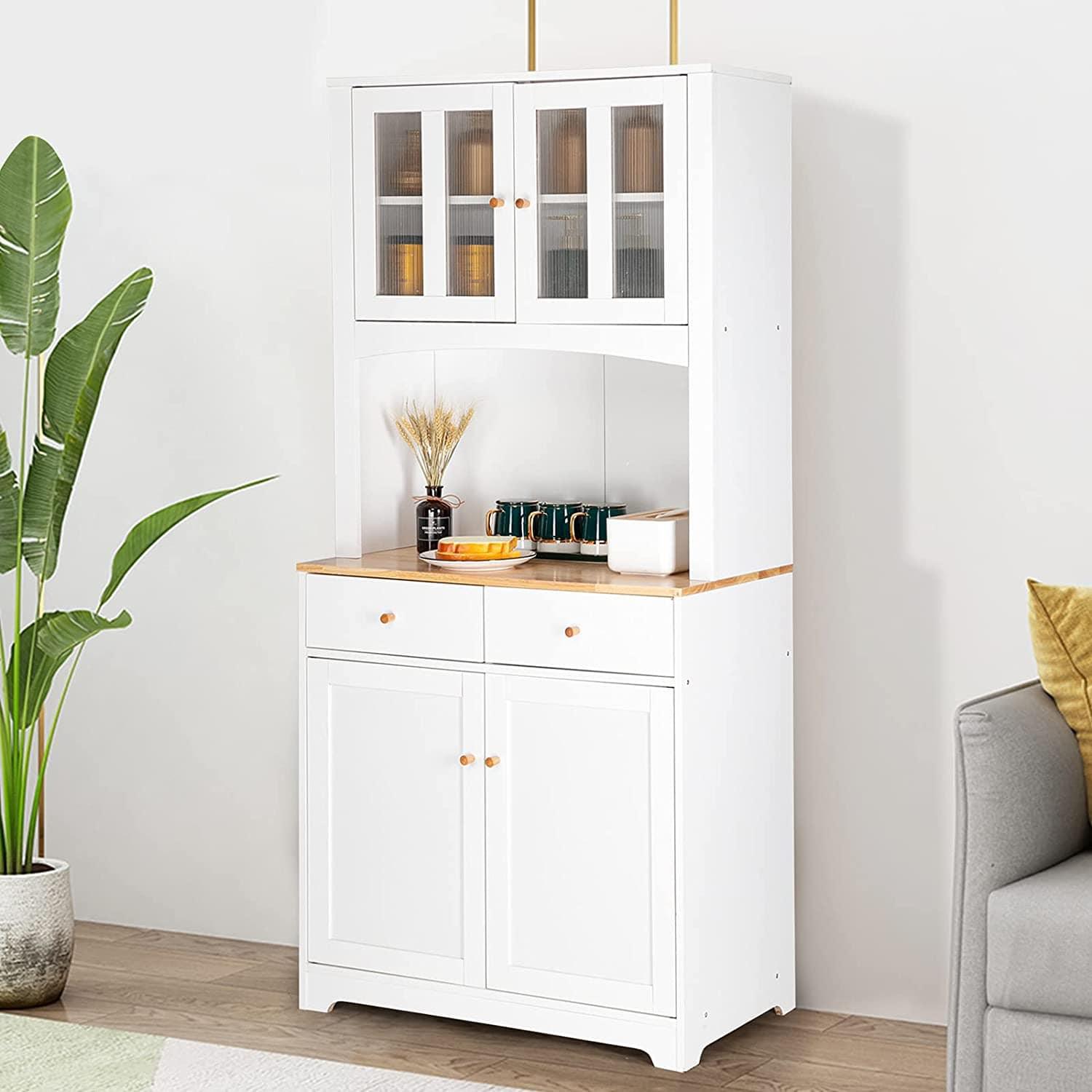 White buffet deals cabinet with hutch