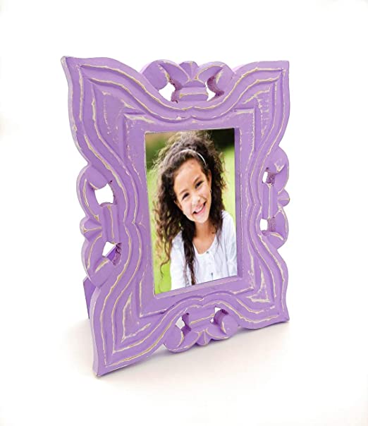 Decorative Handcrafted Wooden Photo Frame (Purple, 25 cm x 20 cm x 2 cm)