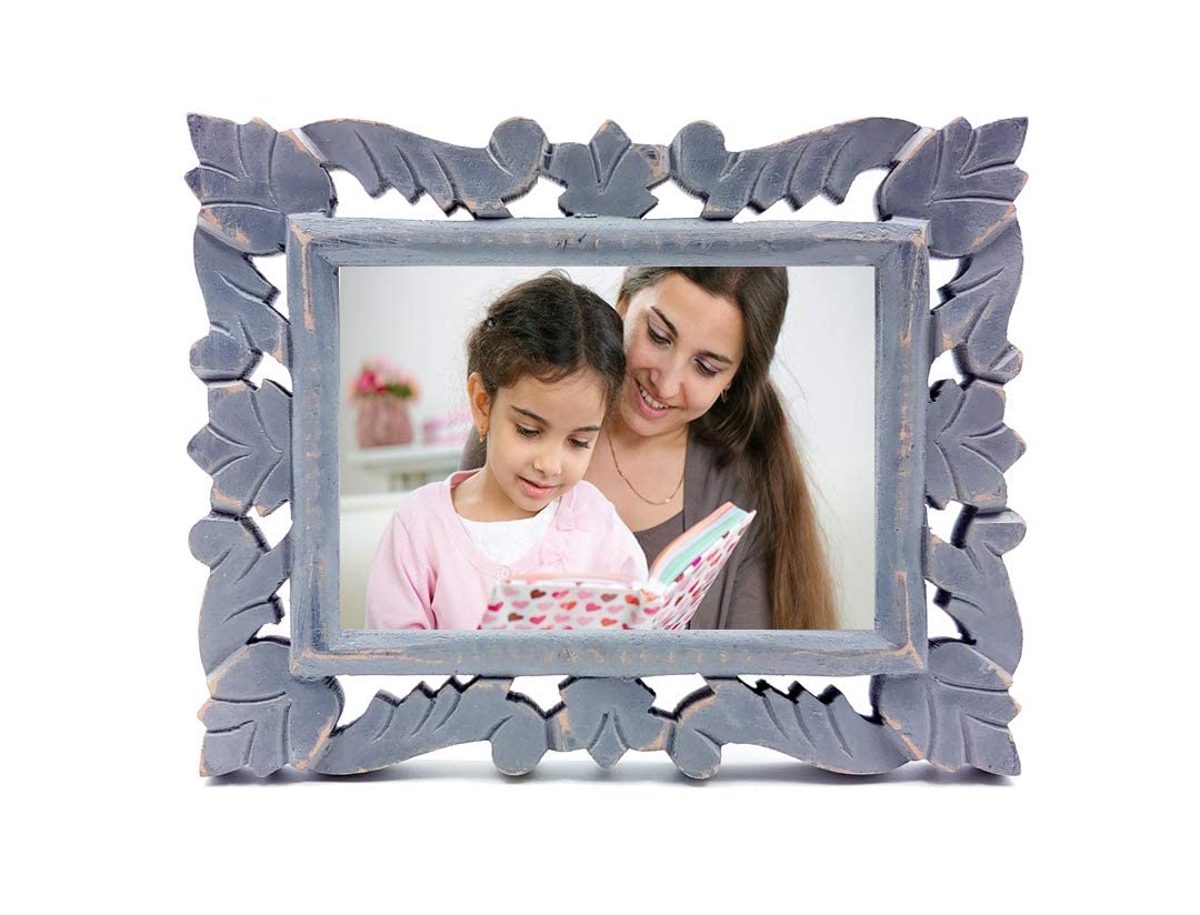 Decorative Handcrafted Wooden Photo Frame for Home Décor, Living Room (Rustic Grey, 21.5 cm x 16.5 cm x 1.5 cm)