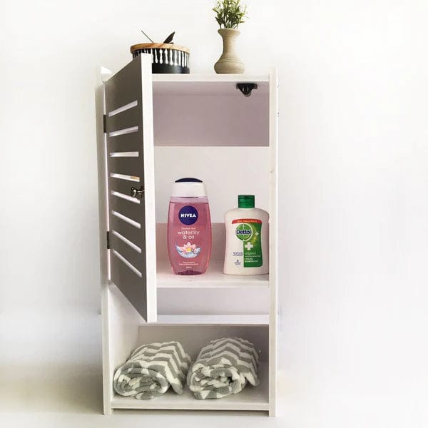 Small & Classy Modern White PVC Wall Mounted Cabinet For Bathroom Essentials