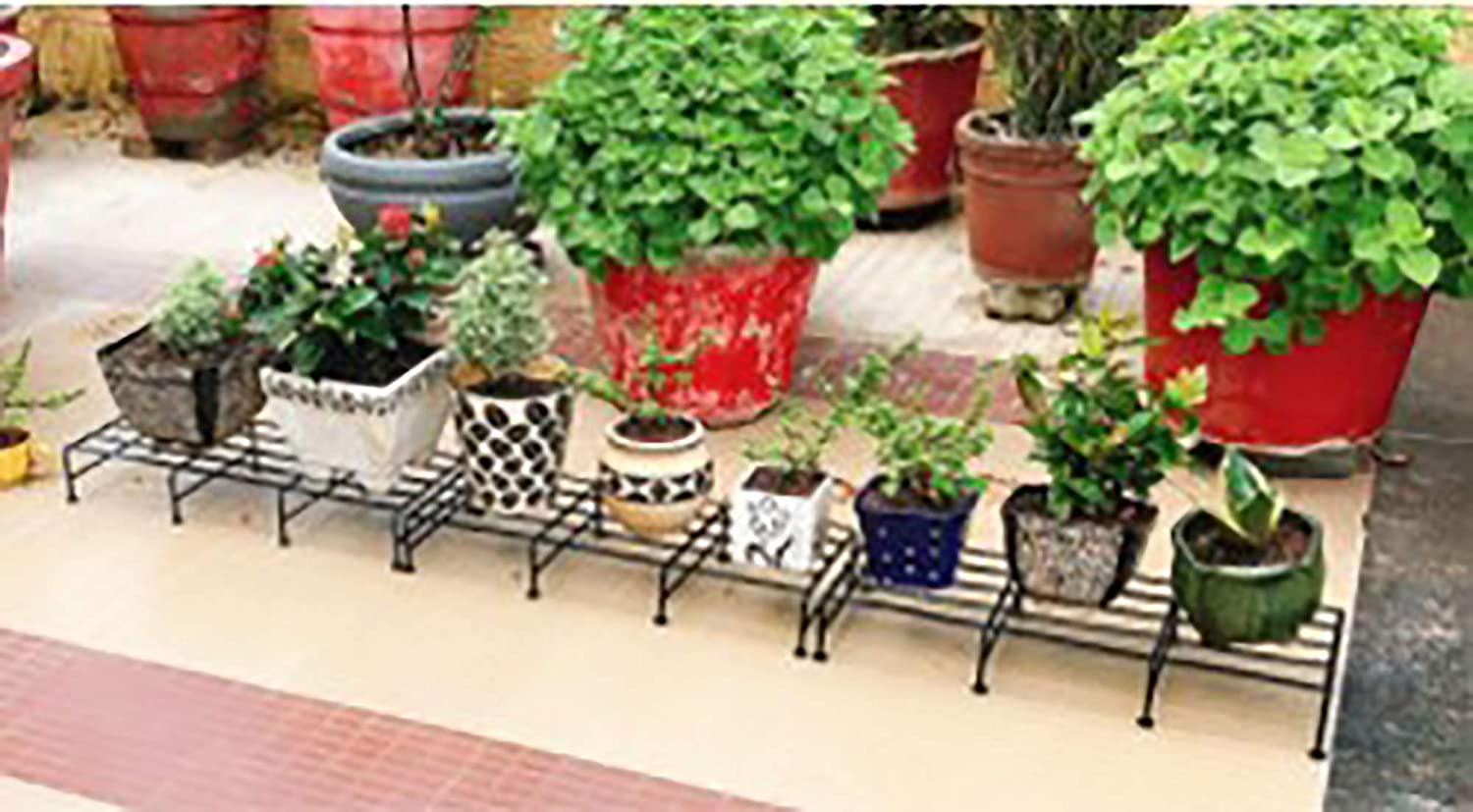 Iron Indoor/Outdoor Flower Pot/Plant Stand/Gamla Stand Heavy Duty Iron Used for Home Garden Balcony Living Room Decor (Black-Set of 4)