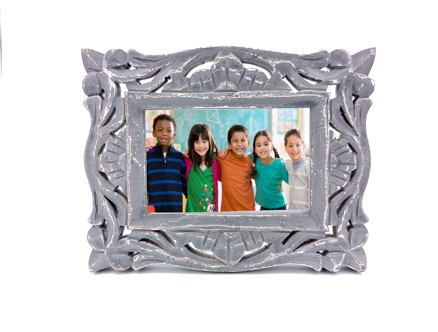 Decorative Handcrafted Wooden Photo Frame (Multicolor, 23.5 cm x 18.5 cm x 2 cm)