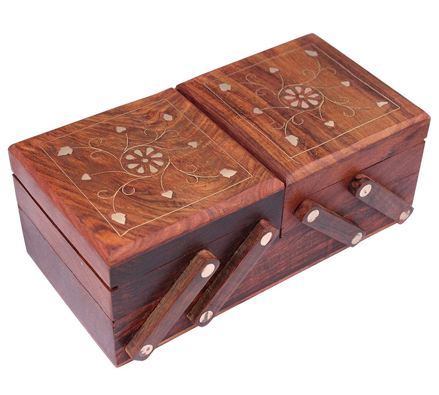 Handicrafts Wooden Jewellery Box for Women | Jewel Organizer Box Hand Carved Carvings, (8 inches) Gift Items