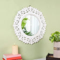 Decorative Wall Mirror for Bathroom, Living Room, White, AHMR71, 50 cm x 50 cm x 2 cm