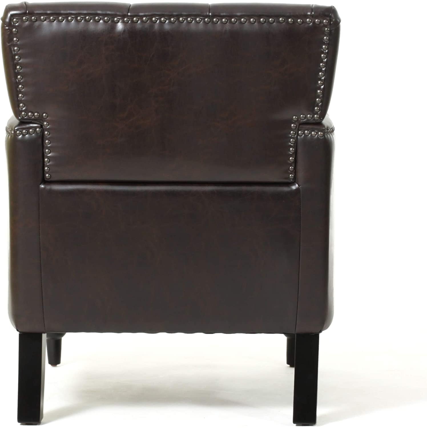 Wide Tufted Upholstery Club Chair with Arm Rest , Brown