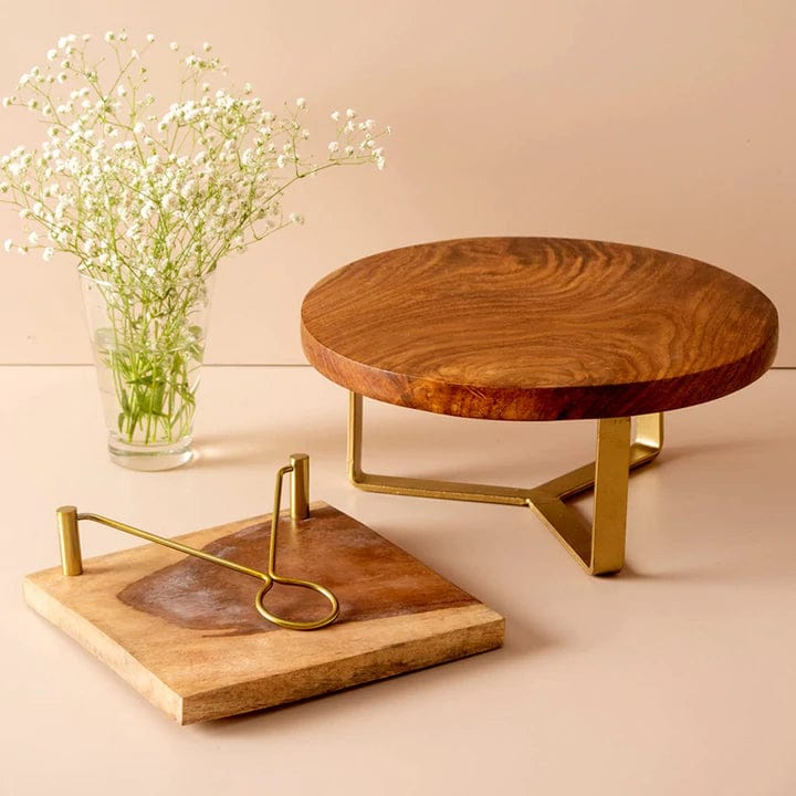 WOODEN CAKE STAND AND TISSUE HOLDER COMBO II FOOD GRADE