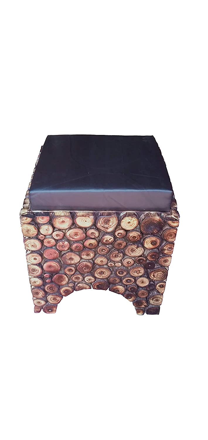 Wooden Stool/Chair With Storage Made From Natural Wood Blocks