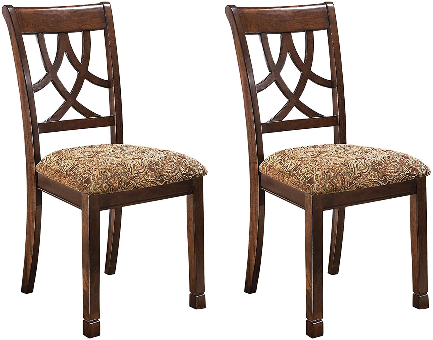 Leahlyn Dining Upholstered Side Chair - Pierced Splat Back - Set of 2 -Brown