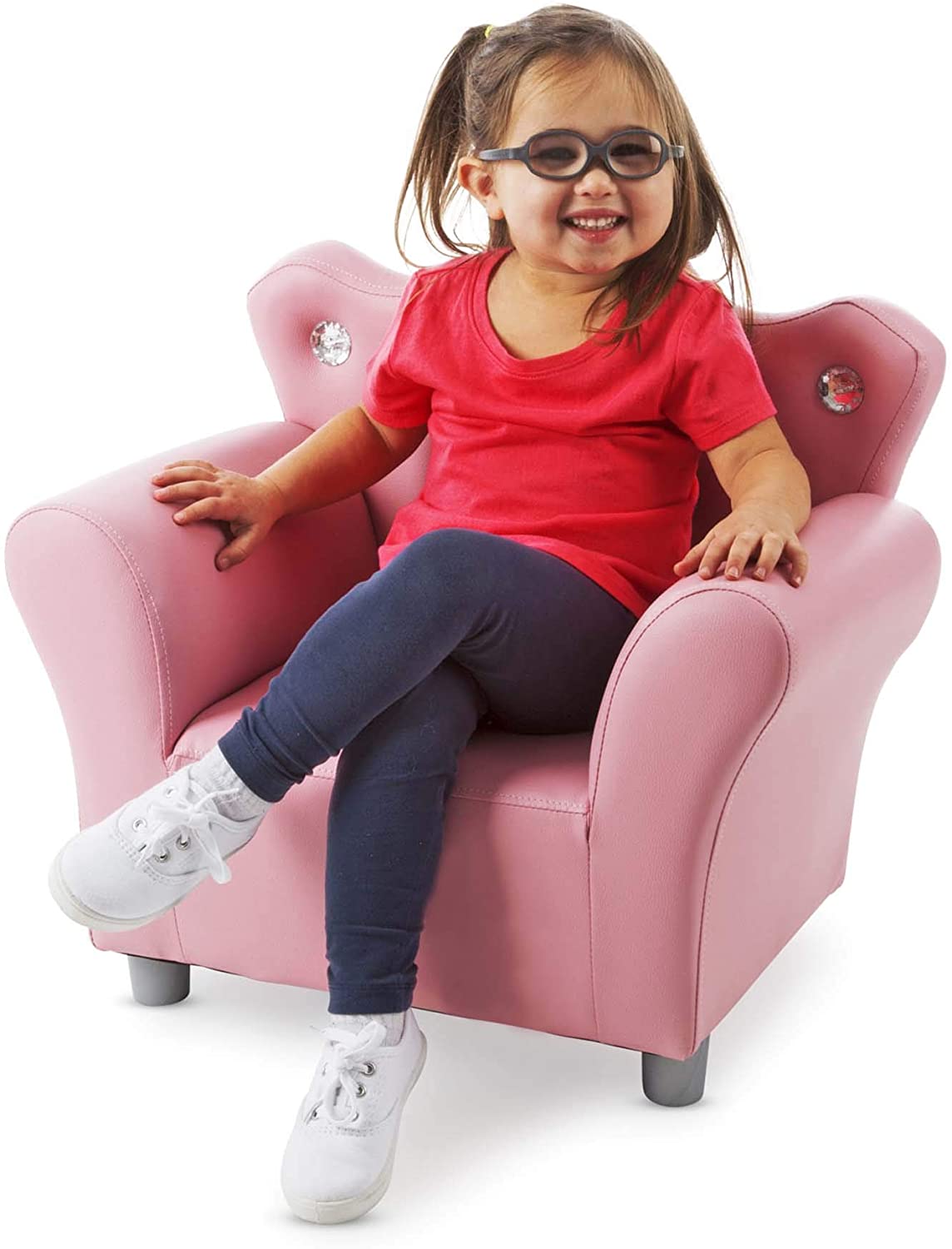 Pink Faux Leather Child’s Crown-Back Armchair (Kid’s Furniture)