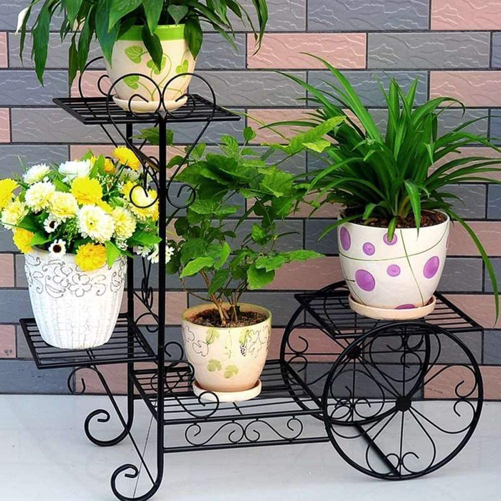 Plant Stand Flower Trolley Rack Display Metal Indoor Flower Pot Shelf Garden Flower Pot Holder Flower Shelf