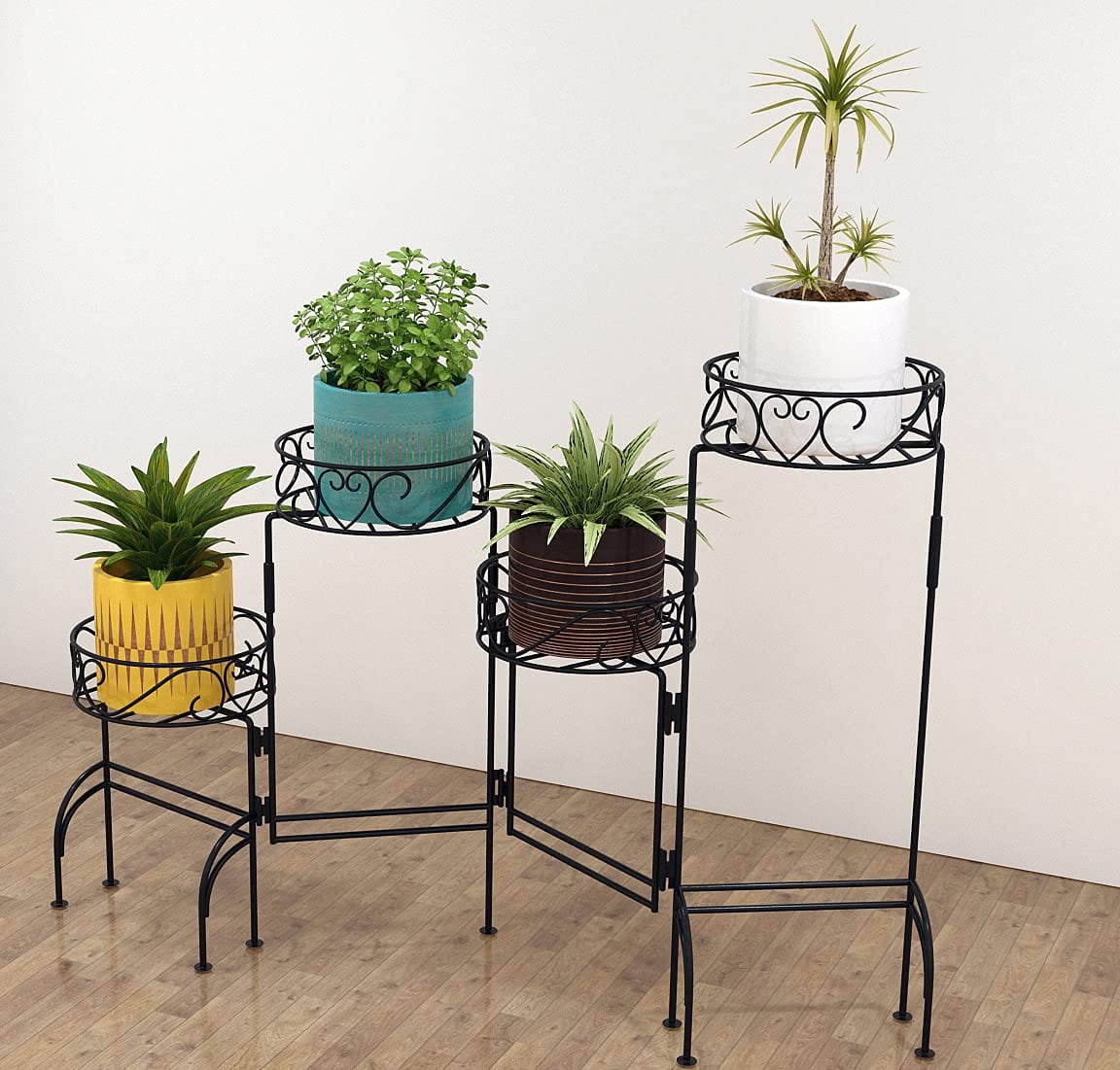 27 in. Tall Metal Potted Holder Rack Flower Pot Stand Heavy Duty Plant  Shelf Rustproof Iron