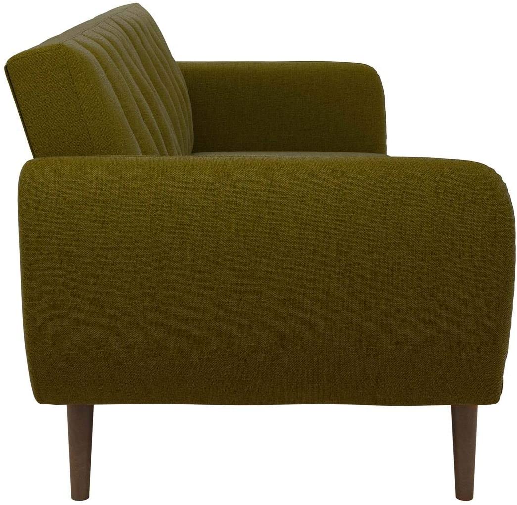 Sofa Futon - Premium Upholstery and Wooden Legs - Green