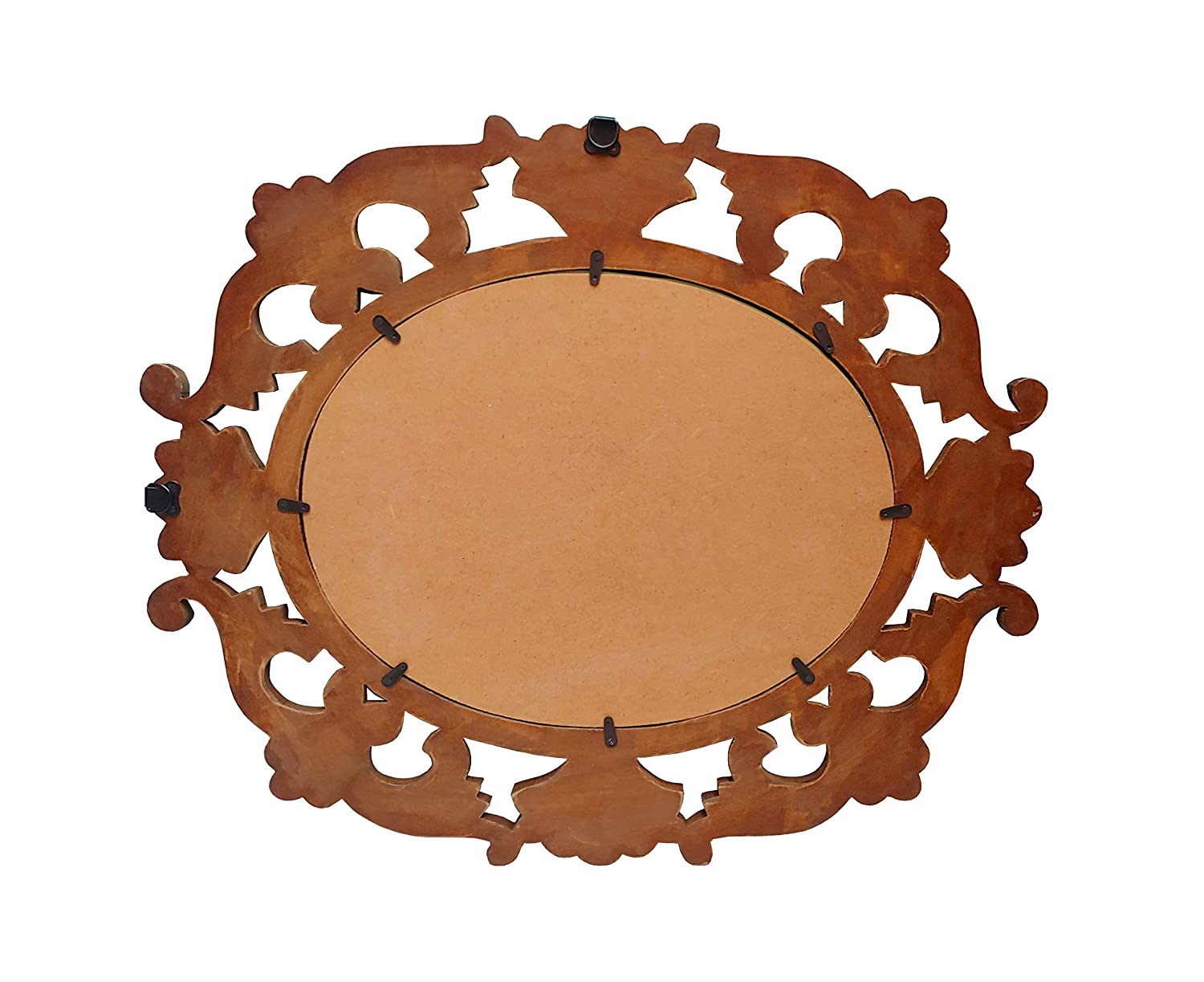 Handcrafted Wooden Wall Mirror for Home Décor (49.5 cm x 2 cm x 59.5 cm, Multicolor)