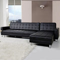 Corner Sofa Lounge Couch Bed Modular Furniture Home Faux Leather Chaise Black