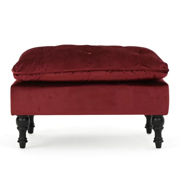 Wide Velvet Tufted Rectangle Solid Footstool Ottoman