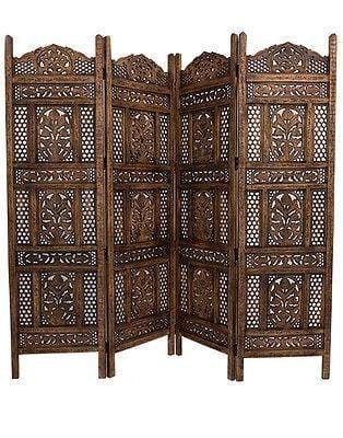 Wooden Partitions - Wood Room Divider Partition for Living Room 4 Panels - Room Separators Screen Panel for Home & Kitchen to be Placed in Zig-Zag
