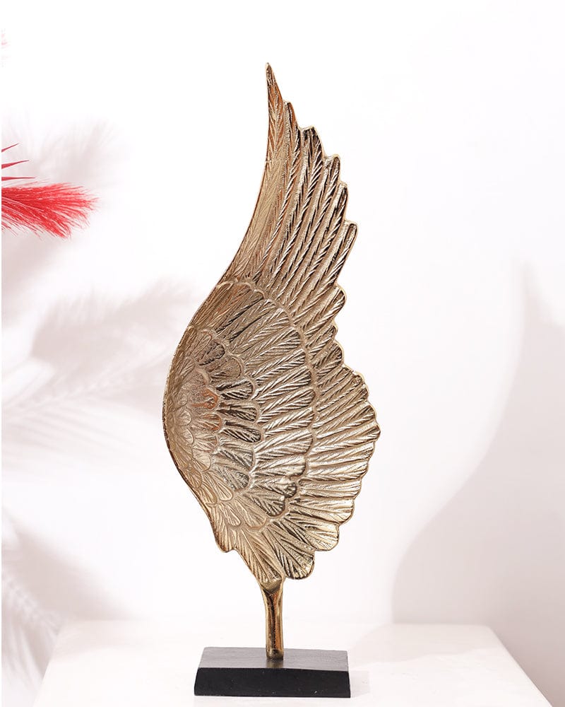 Metal Gold Colour Right Angel Wings Table Top Showpiece (Pack Of 1) For Home Decoration, Living Room & Office