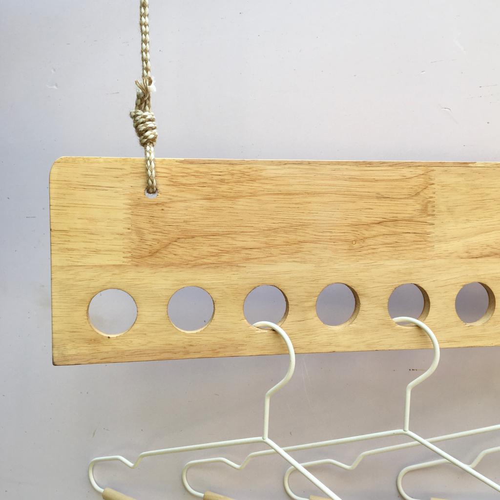 Clothing Rack Rope Ceiling Rope Hanging Wooden Clothes Hanger Rack By Miza